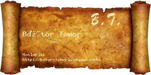 Bátor Tomor névjegykártya